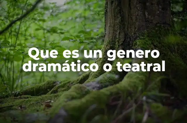 Que es un Genero Dramático o Teatral
