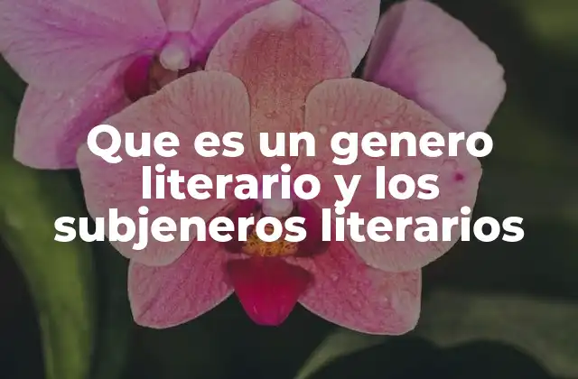 Que es un Genero Literario y los Subjeneros Literarios