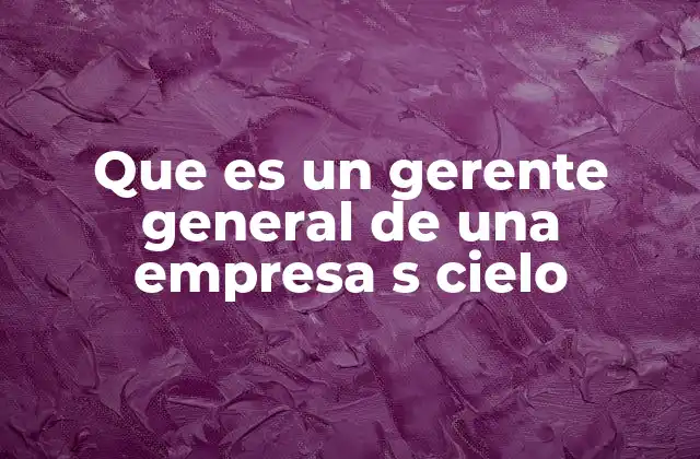 Que es un Gerente General de una Empresa S Cielo