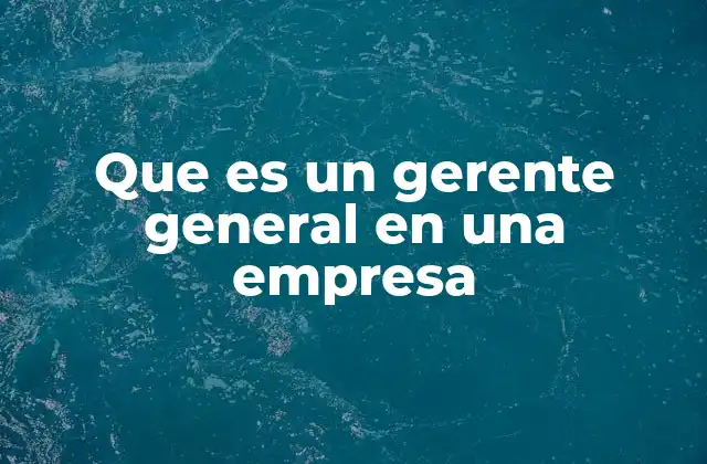 Que es un Gerente General en una Empresa