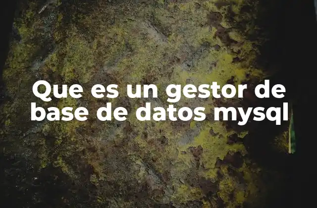 Que es un Gestor de Base de Datos Mysql