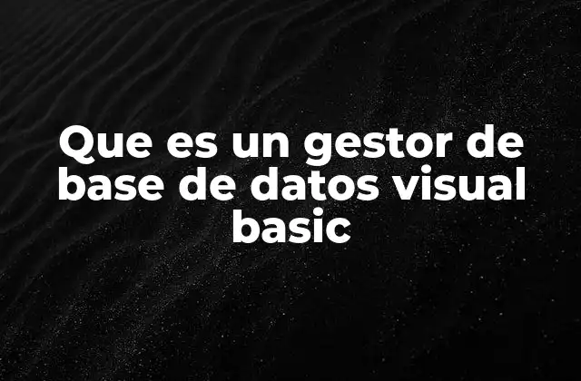 Que es un Gestor de Base de Datos Visual Basic