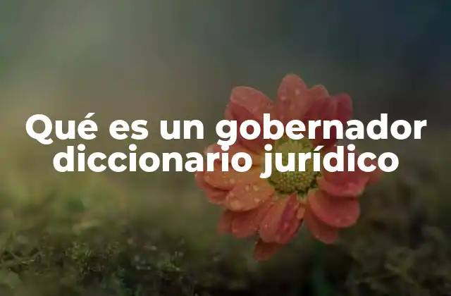 Qué es un Gobernador Diccionario Jurídico