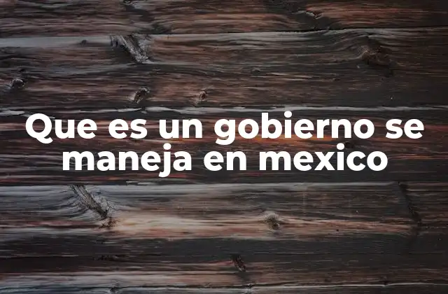 Que es un Gobierno Se Maneja en Mexico