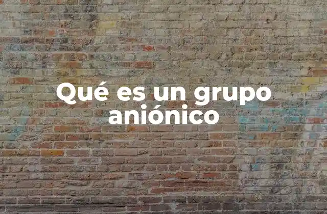 Qué es un Grupo Aniónico