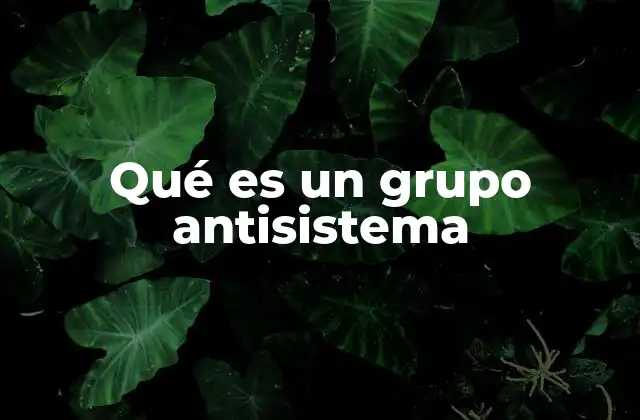 Qué es un Grupo Antisistema