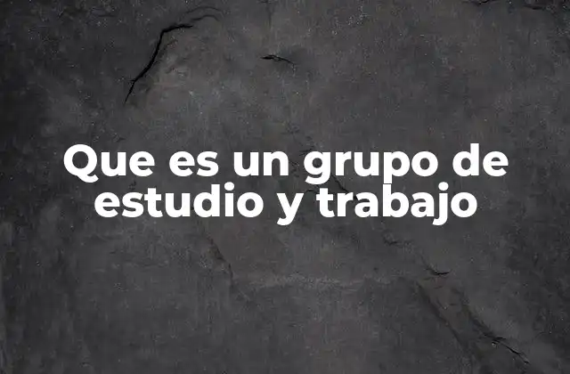 Que es un Grupo de Estudio y Trabajo