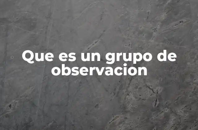 Que es un Grupo de Observacion