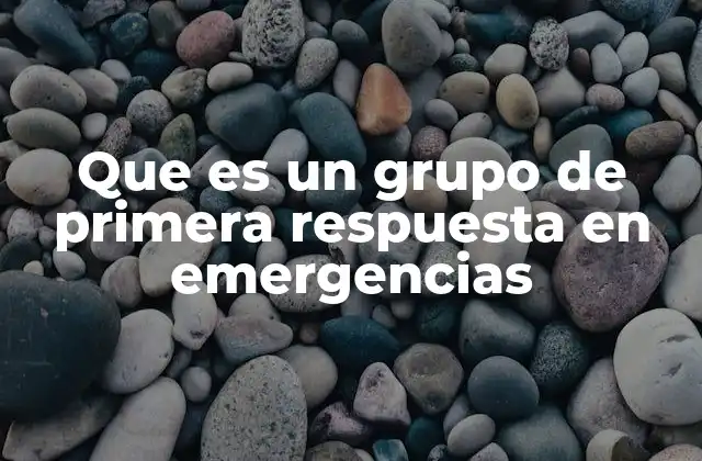 Que es un Grupo de Primera Respuesta en Emergencias