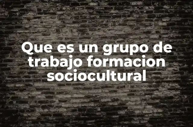 Que es un Grupo de Trabajo Formacion Sociocultural