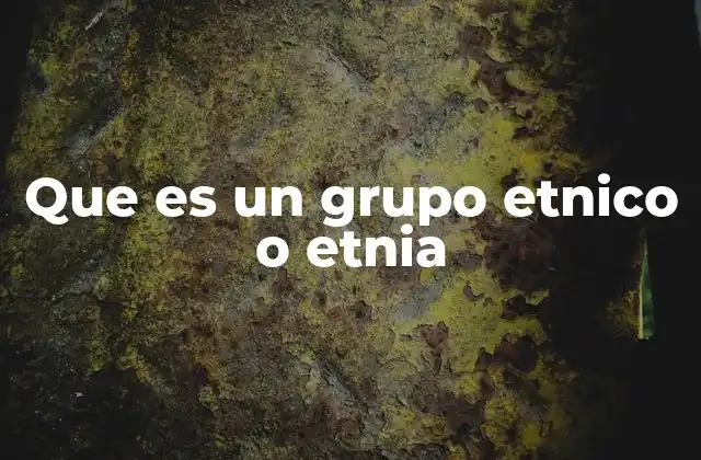 Que es un Grupo Etnico o Etnia