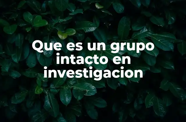 El papel del grupo intacto en la metodología de investigación