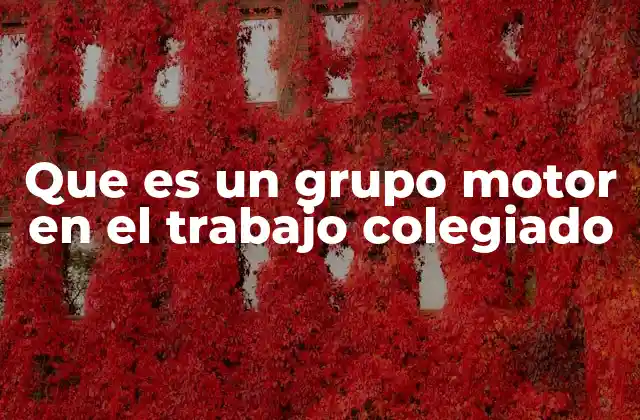 Que es un Grupo Motor en el Trabajo Colegiado