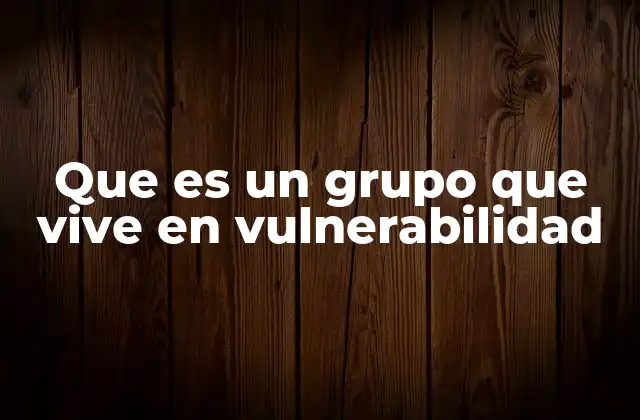 Que es un Grupo que Vive en Vulnerabilidad