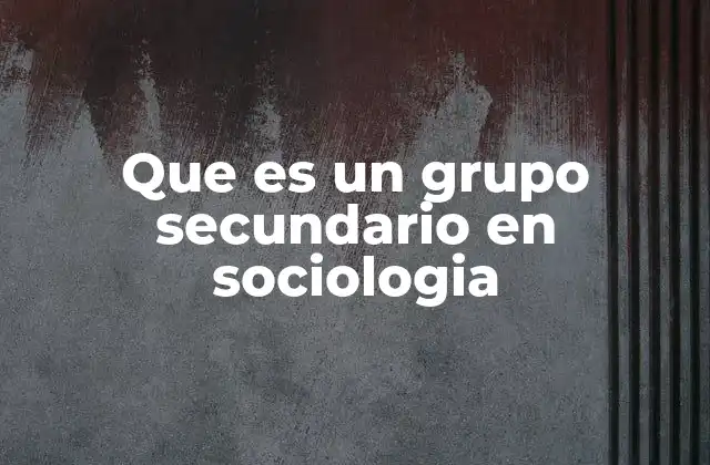 Que es un Grupo Secundario en Sociologia
