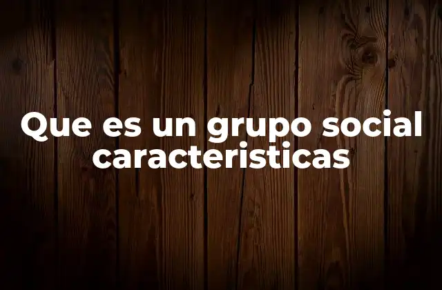 Que es un Grupo Social Caracteristicas