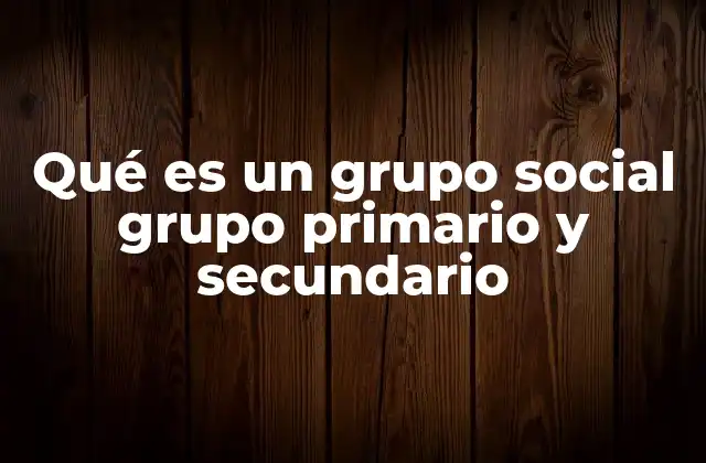 Qué es un Grupo Social Grupo Primario y Secundario