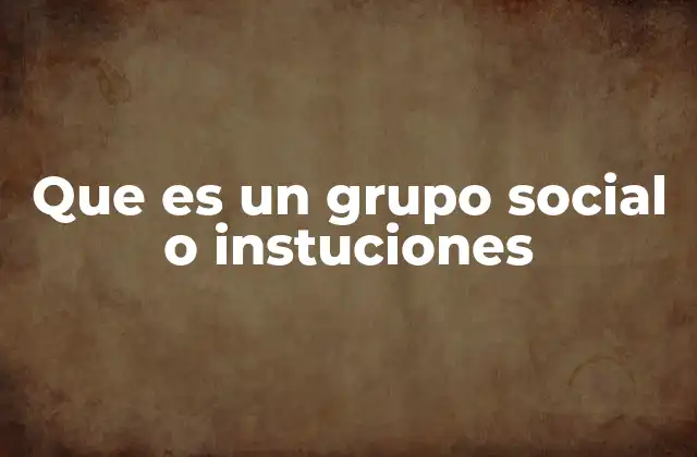 Que es un Grupo Social o Instuciones
