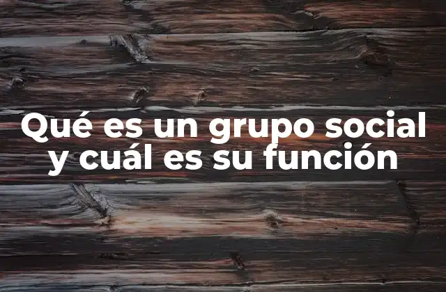 Qué es un Grupo Social y Cuál es Su Función