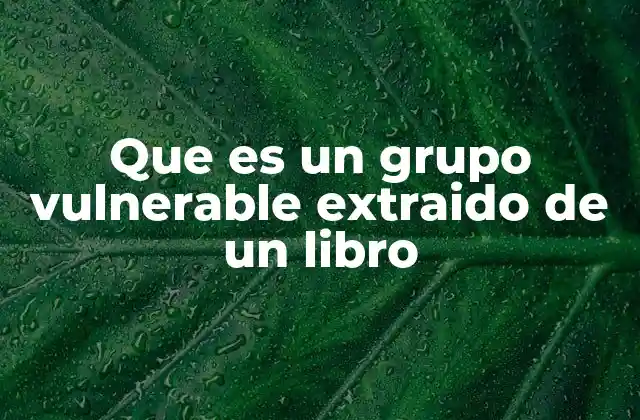 Que es un Grupo Vulnerable Extraido de un Libro
