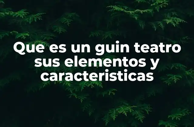 Que es un Guin Teatro Sus Elementos y Caracteristicas