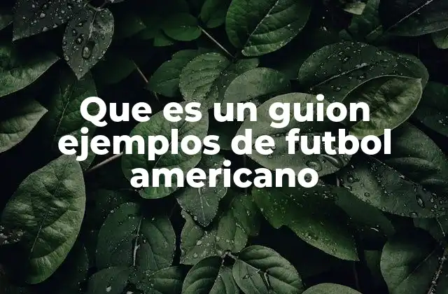 Que es un Guion Ejemplos de Futbol Americano