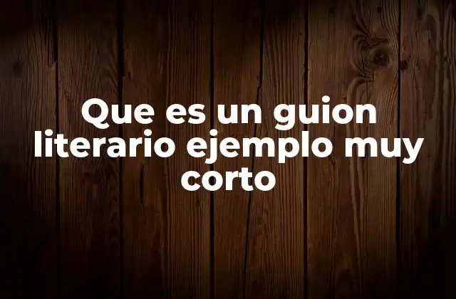 Que es un Guion Literario Ejemplo Muy Corto