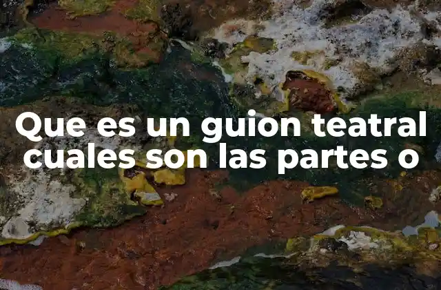 Que es un Guion Teatral Cuales Son las Partes o