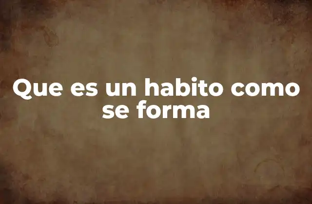 Que es un Habito como Se Forma