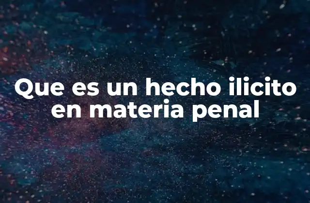 Que es un Hecho Ilicito en Materia Penal