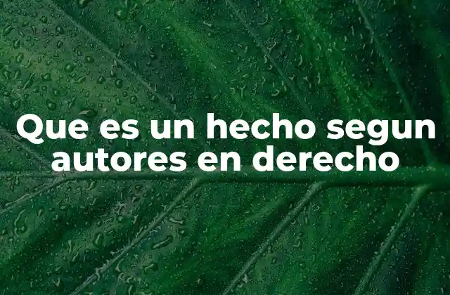 Que es un Hecho Segun Autores en Derecho 2 La importancia del hecho en el derecho positivo