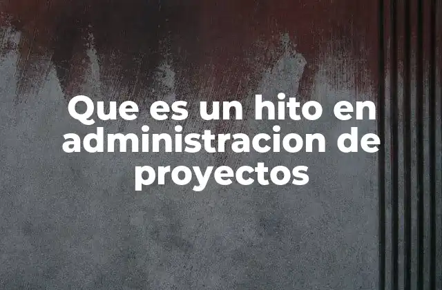 Que es un Hito en Administracion de Proyectos