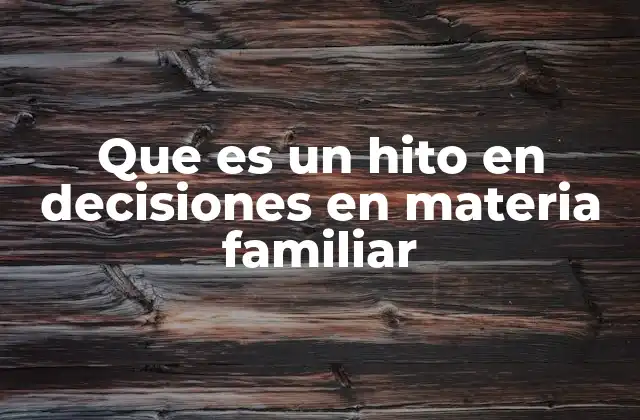 Que es un Hito en Decisiones en Materia Familiar