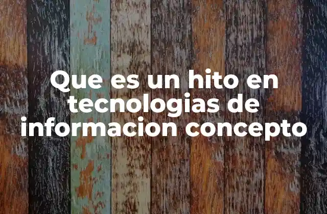 Que es un Hito en Tecnologias de Informacion Concepto
