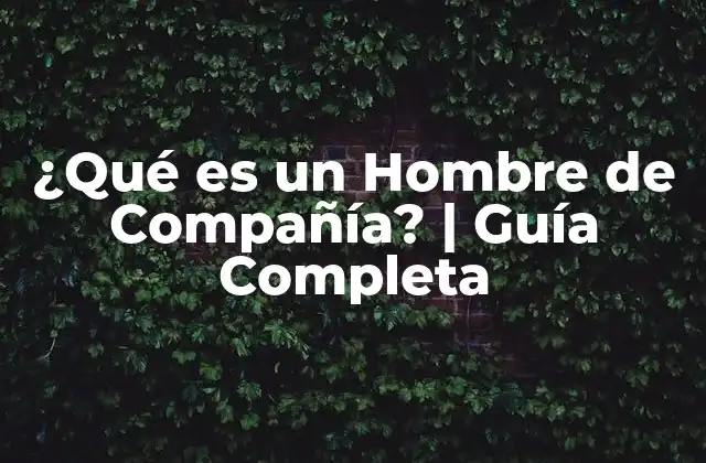 ¿qué es un Hombre de Compañía? | Guía Completa