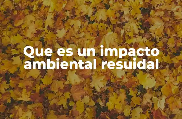 Que es un Impacto Ambiental Resuidal