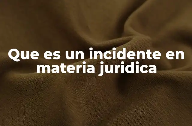 Que es un Incidente en Materia Juridica