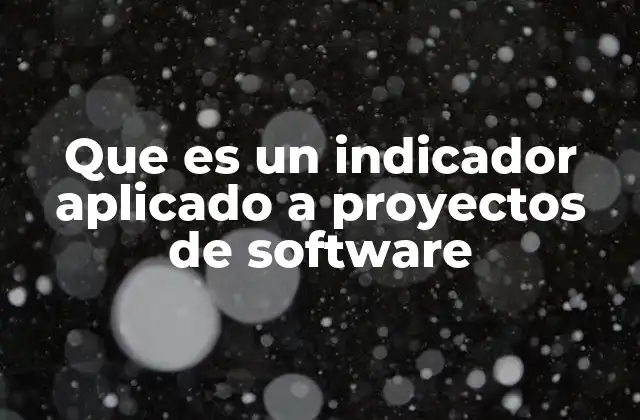 Que es un Indicador Aplicado a Proyectos de Software