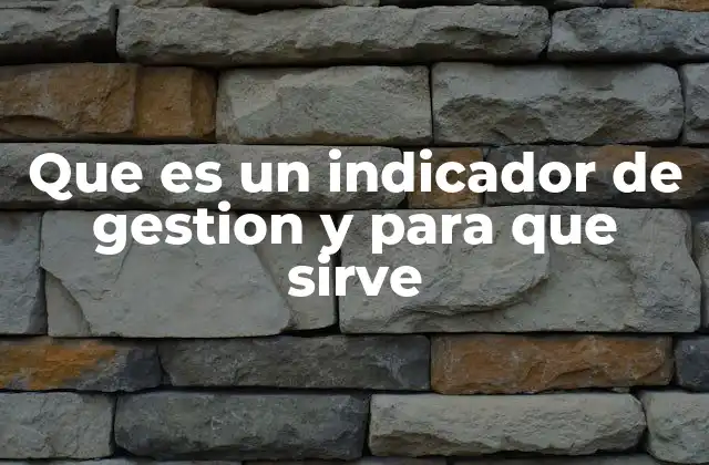 Que es un Indicador de Gestion y para que Sirve