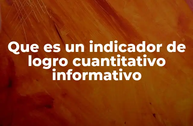 Que es un Indicador de Logro Cuantitativo Informativo