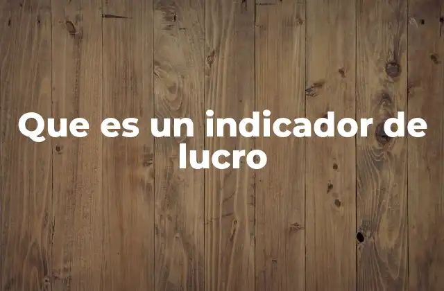 Que es un Indicador de Lucro
