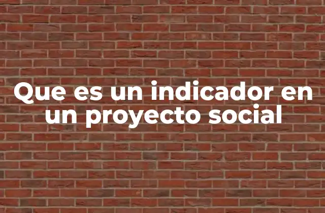 Que es un Indicador en un Proyecto Social