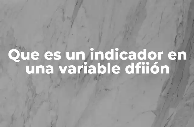 Que es un Indicador en una Variable Dfiión