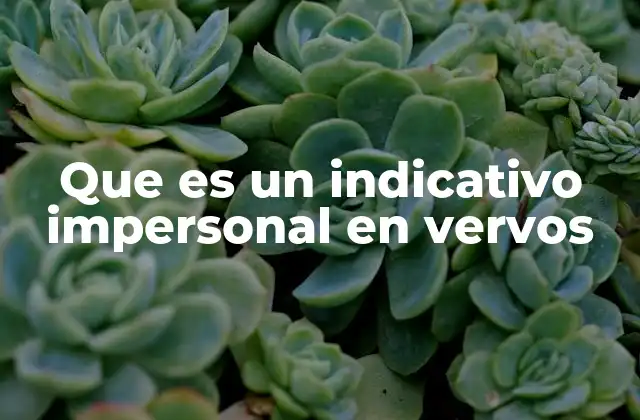 Que es un Indicativo Impersonal en Vervos