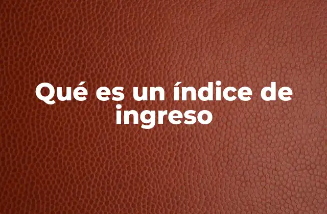Qué es un Índice de Ingreso