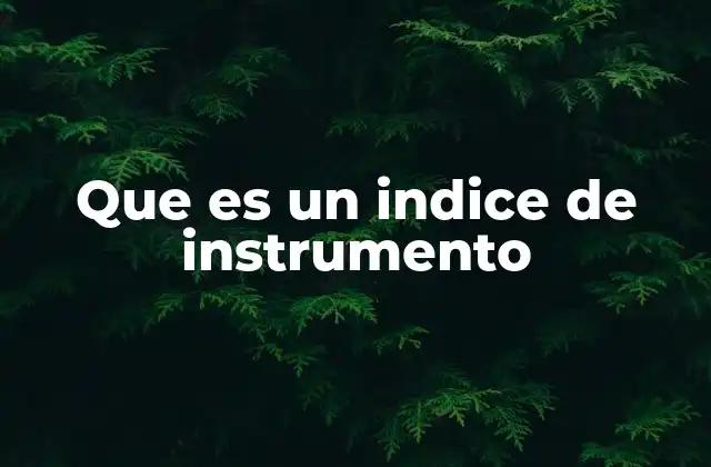 Que es un Indice de Instrumento