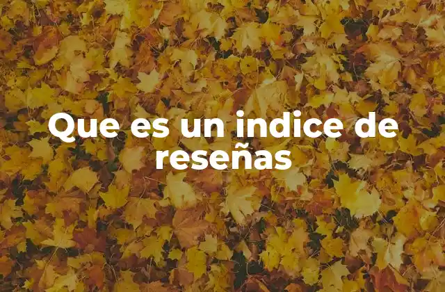 Que es un Indice de Reseñas