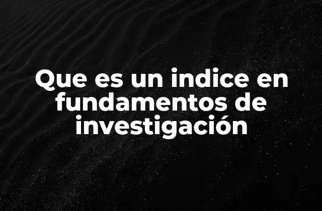 Que es un Indice en Fundamentos de Investigación