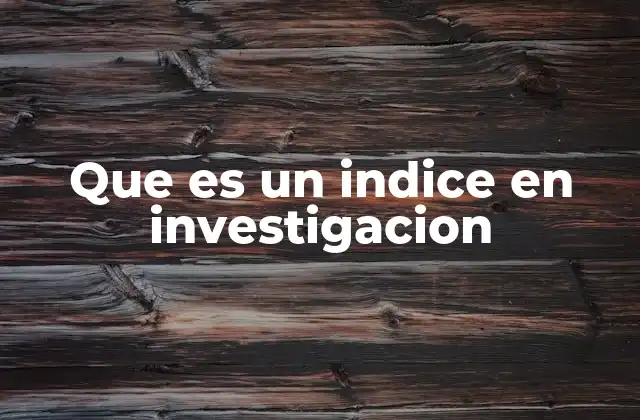 Que es un Indice en Investigacion