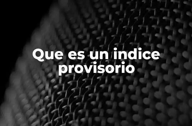 Que es un Indice Provisorio